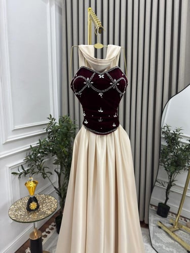 فستان سهره جوخ برغندي