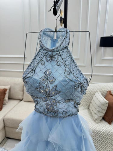 فستان تل مطرز