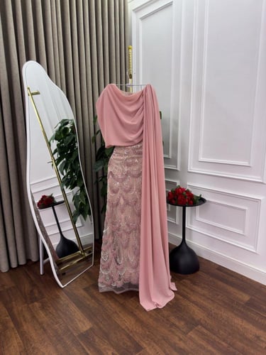 فستان سهره مطرز بنك