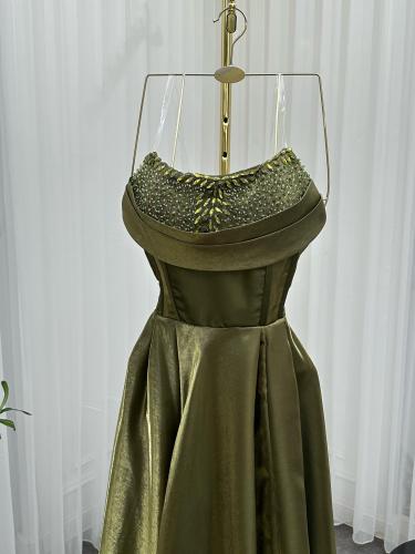 فستان سهرة ميكادو لمعه زيتي