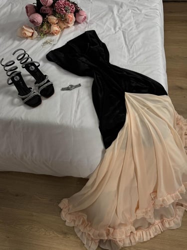 فستان مخمل مع شيفون