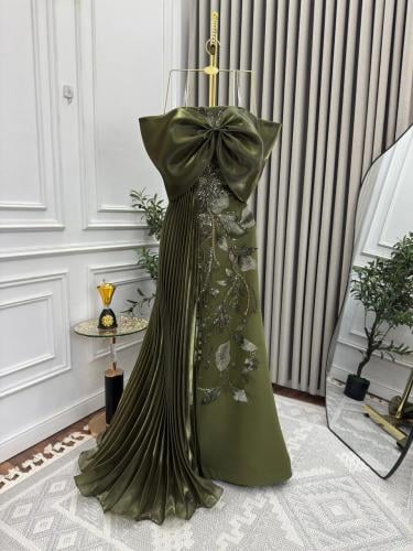 فستان سهره زيتي راقي