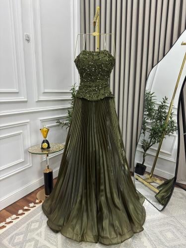 فستان سهره زيتي راقي