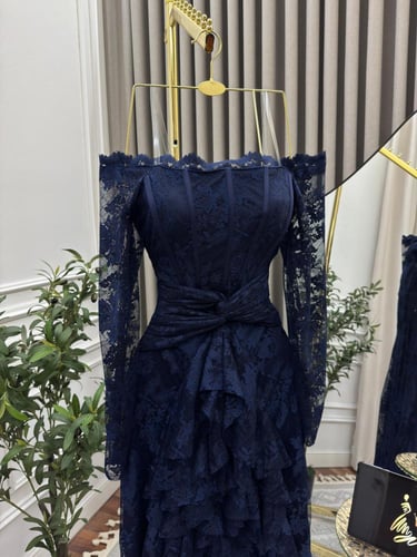 فستان سهره تل كحلي