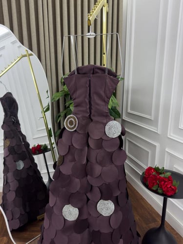 فستان ميكادو راقي بني