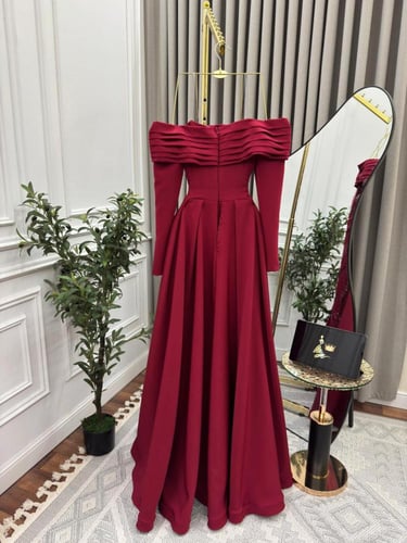 فستان سهره برغندي مطرز