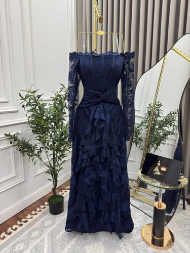 فستان سهره تل كحلي