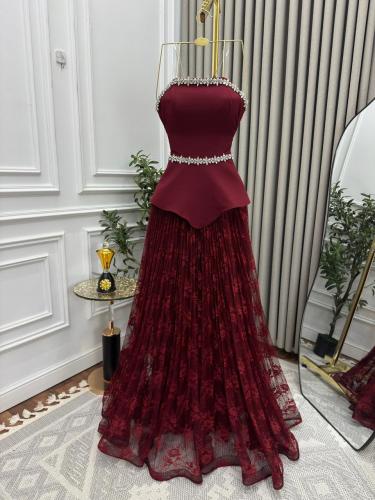 فستان سهره برغندي راقي