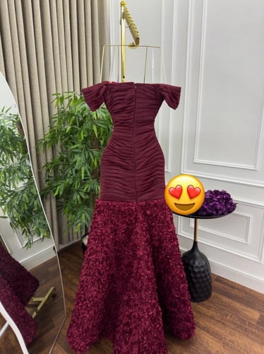 فستان سهره كلوش مورد عنابي