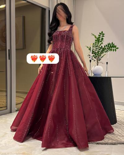 فستان جورجينا مطرز احمر