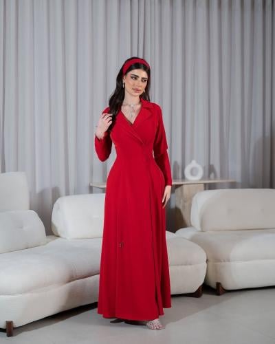 فستان ناعم لف احمر