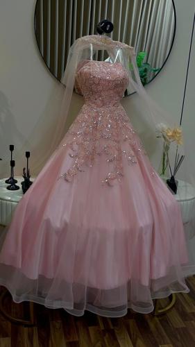 فستان سهرة تل وخرز