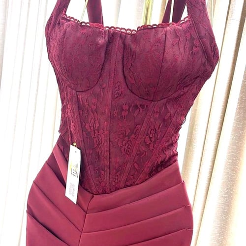 فستان سهره ناعم برغندي