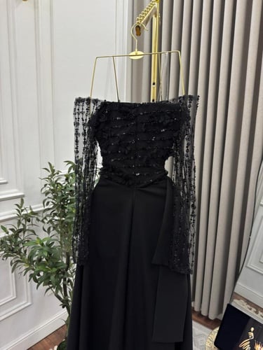 فستان سهره اسود ترتر