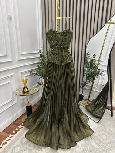 فستان سهره زيتي راقي