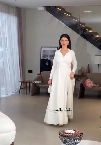 فستان ناعم لف ابيض