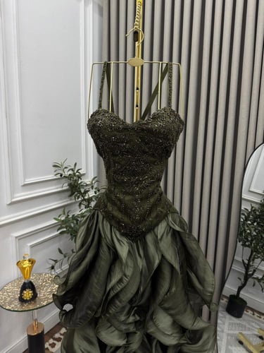 فستان سهره زيتي راقي