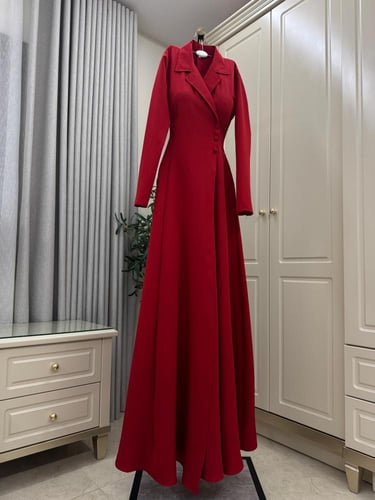 فستان ناعم لف احمر