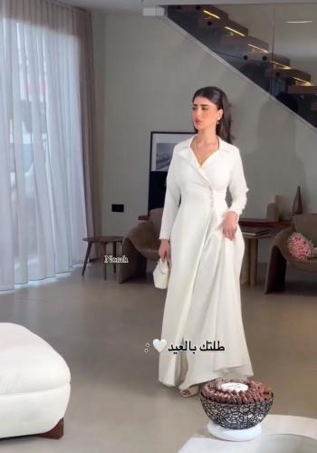 فستان ناعم لف ابيض