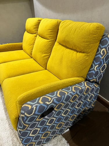 كنبه استرخاء صيني 3 اشخاص لون ازرق مع اصفر