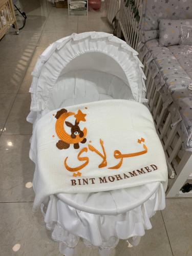 بطانية مواليد سكري خامة تركية مع التطريز