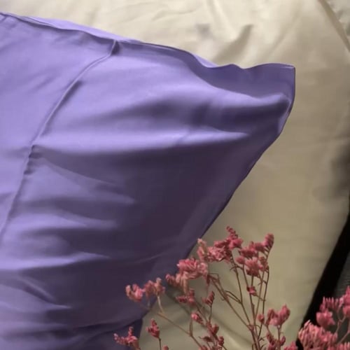 غطاء وسادة حرير التوت 100٪ بلون موف