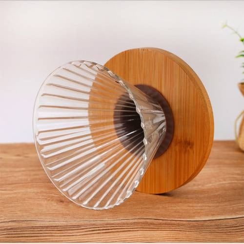 قمع ترشيح v60 زجاجي 02 حلقة خشبية