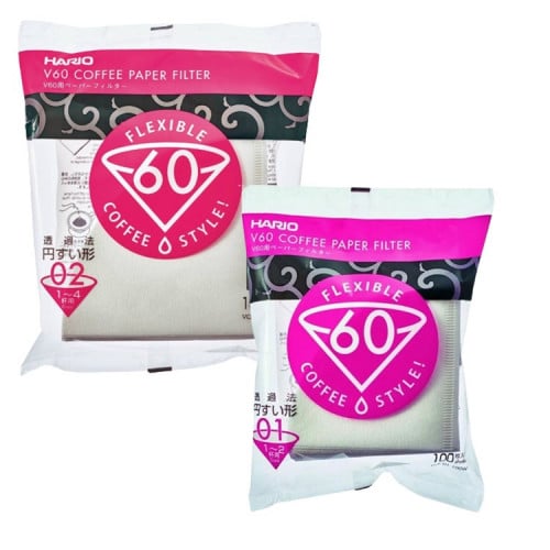 فلاتر هاريو v60 ورقية بيضاء 100 حبة مقاس 02 للاستم...