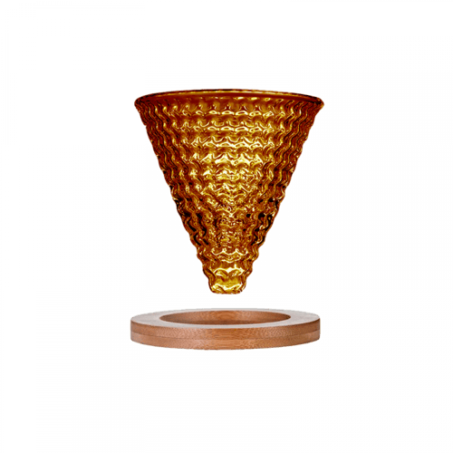 قمع 01 زجاجي ثلجي برتقالي مع حلقة تثبيت خشبية