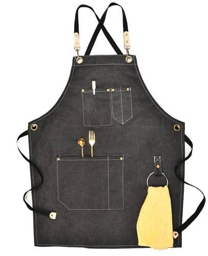 ابرون باريستا مع حلقة للمناشف - أسود