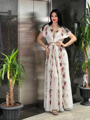 فستان شيفون جورجيت بنقوش زهور