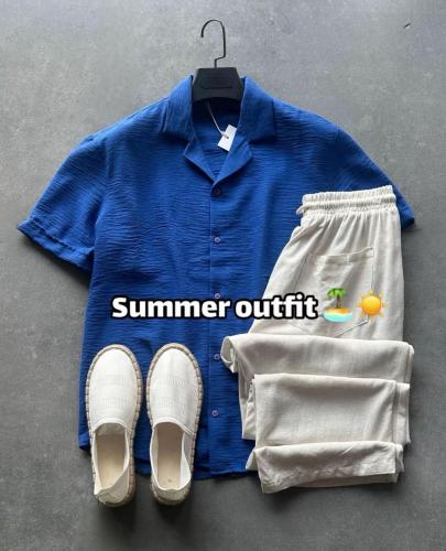 blue shirt and pant for summer