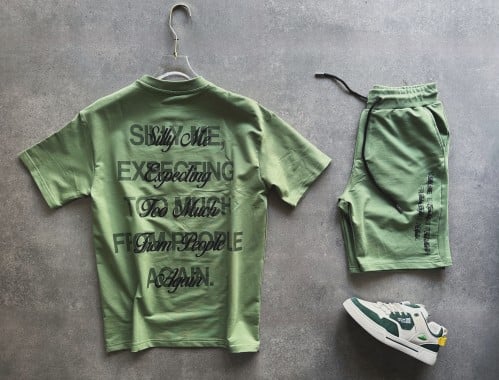 طقم gangs اخضر تيشيرت + شورت خامات تركيه