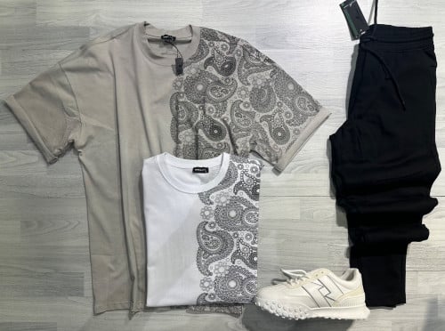 تيشيرت اوفر سايز + بنطلون قطني خامه تركيه