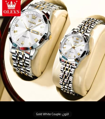طقم ساعة كوارتز من OLEVS الفولاذ المقاوم للصدأ للأ...