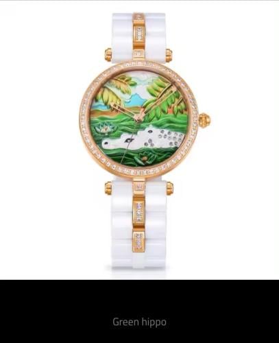 ساعة كوارتز من السيراميك الأبيض جودة عالية حجر الر...