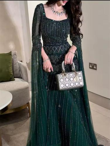 فستان كونتيسا دبي مطرز بالخرز للحفلات الراقصة بياق...