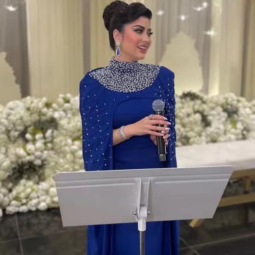 فستان سهرة حورية البحر الرقبة العالية المحدبة