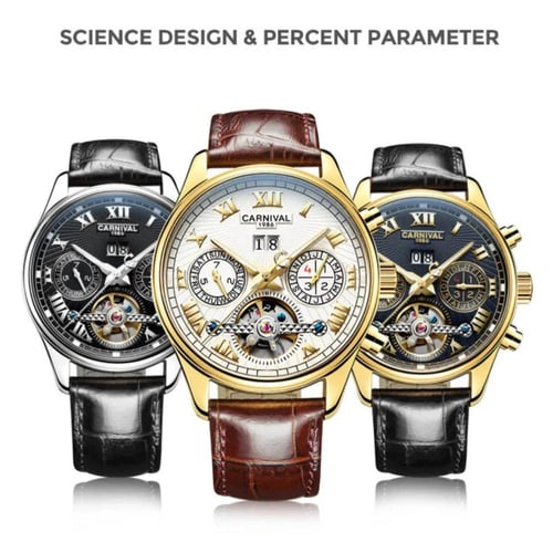 كرنفال-الأصلي توربيون ساعة للرجال ، مقاوم للماء ،...