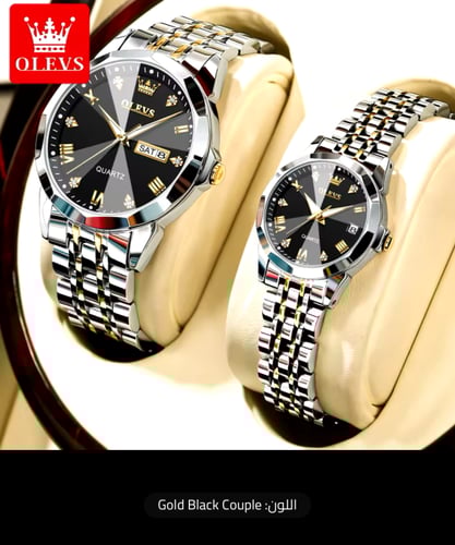 طقم ساعة كوارتز من OLEVS الفولاذ المقاوم للصدأ للأ...