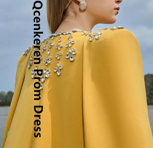 شال نسائي مزين بالخرز برقبة دائرية ، فستان حفلة مو...