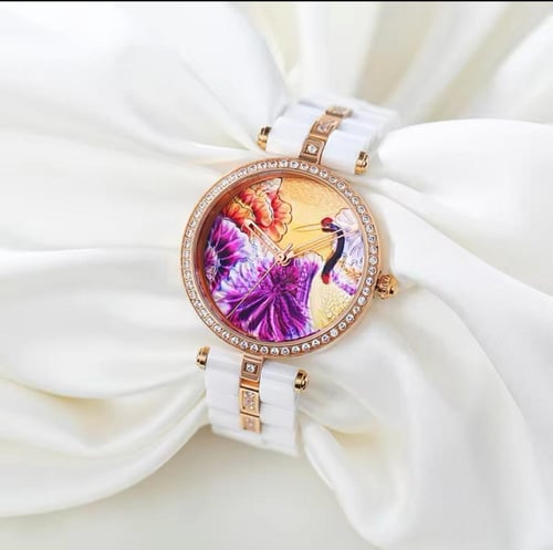 ساعة كوارتز من السيراميك الأبيض جودة عالية حجر الر...