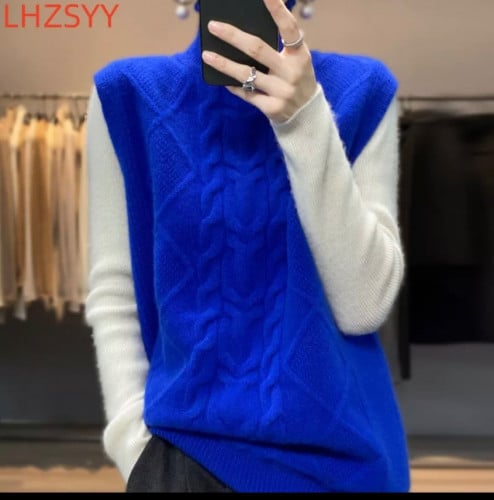 LHZSYY جديد 100% الصوف الخالص الكشمير صدرية المرأة...