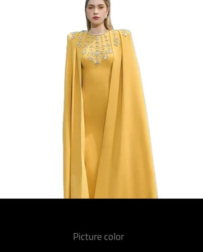 شال نسائي مزين بالخرز برقبة دائرية ، فستان حفلة مو...