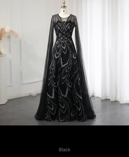 فستان سهرة بأكمام طويلة للنساء ، تنورة فاخرة ، أخض...