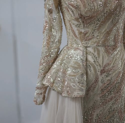 فستان سهرة بأكمام طويلة للنساء ، تنورة فاخرة ، أخض...