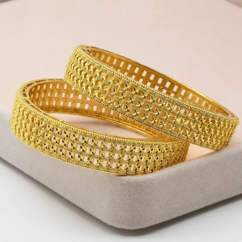 طقم حبتين اساور مطلي باالذهب عيار ‏24k