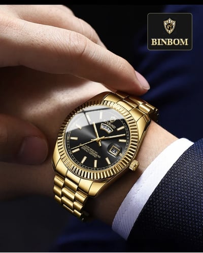 ساعة يد كوارتز رجالية مقاومة للماء من الفولاذ المق...