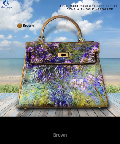 حقيبة يد فنية من مونيه للنساء ، حقائب يد باللون ال...