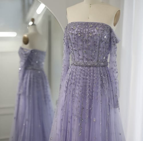 فستان سهرة نسائي بدون أكتاف من شارون سعيد ، بأكمام...